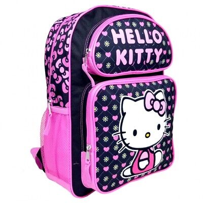 Hello Kitty Backpack 16-inch Heart Black/Pink