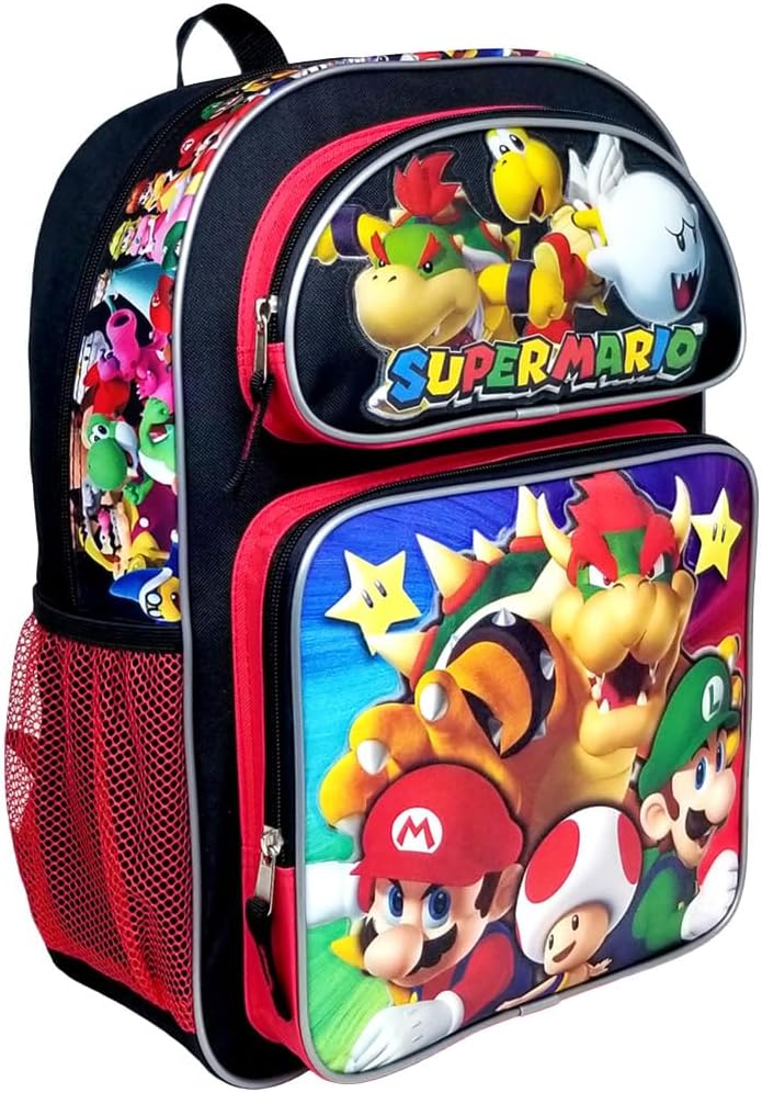 Super Mario Bros 16 Inches Large School Backpack