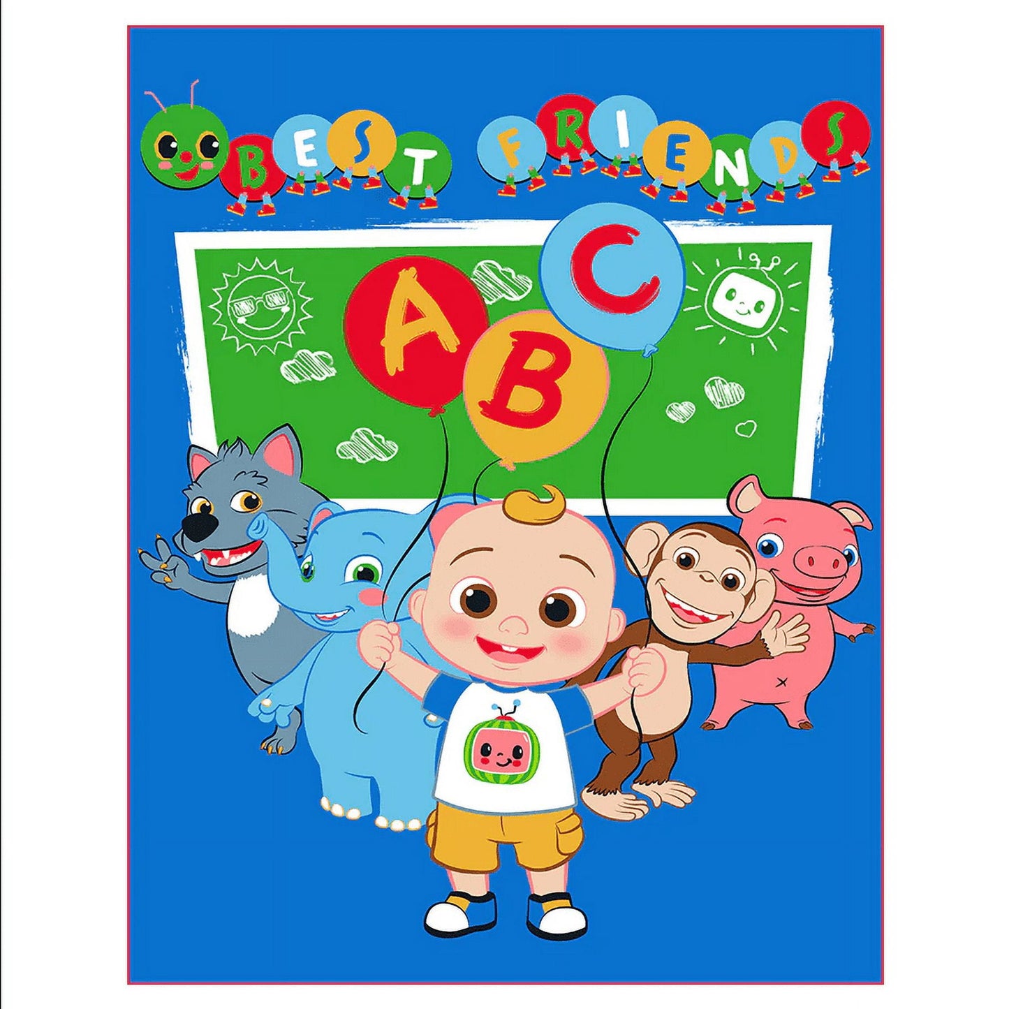 Cocomelon JJ Best Friends Soft Raschel Twin/Full Size Blanket 60 x 80