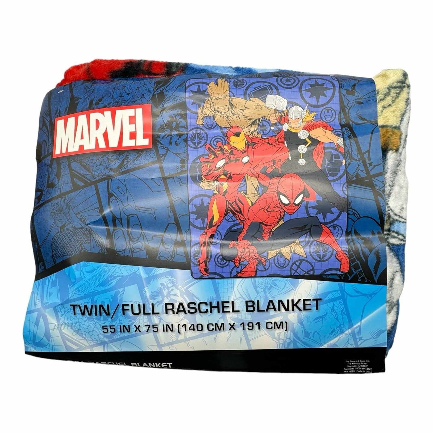 Avengers Twin/Full Raschel Blanket Spiderman Ironman Thor Groot