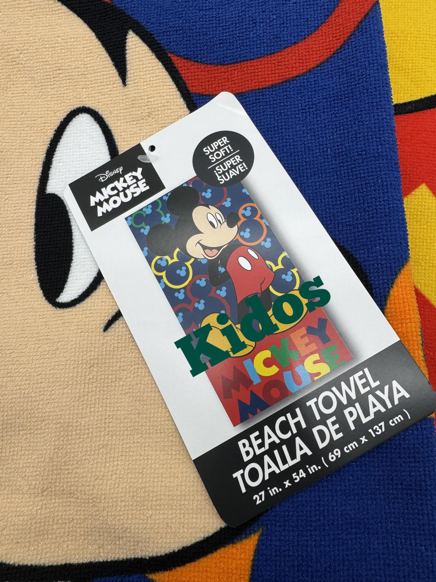 Mickey Mouse Color Pop Beach Pool Bath Towel 27in x 54 in