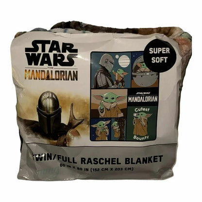 Star Wars Mandalorian Twin/Full Raschel Soft Blanket Cutest Bounty