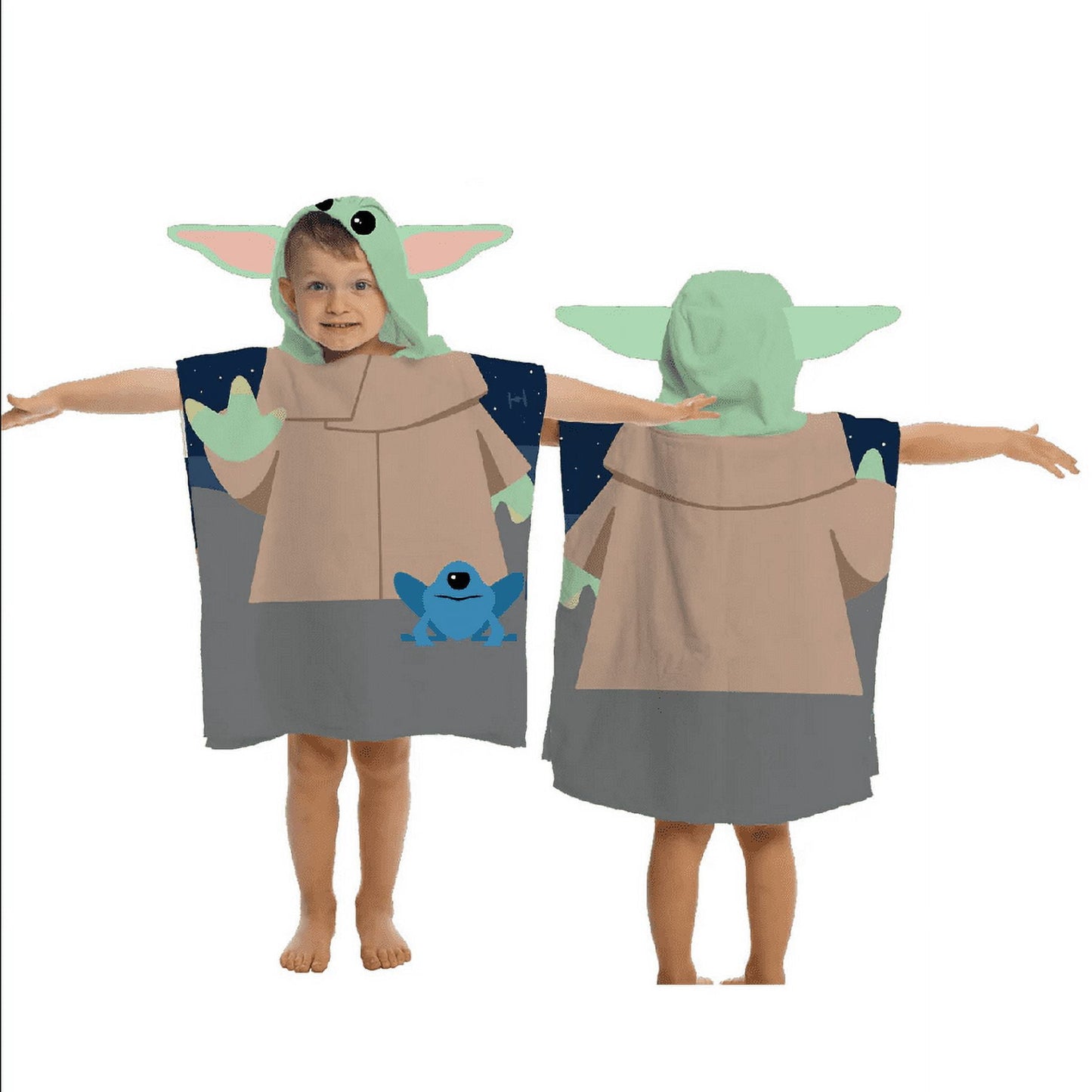 Star Wars Yoda Silk Touch Flannel Plush Poncho Hooded Throw