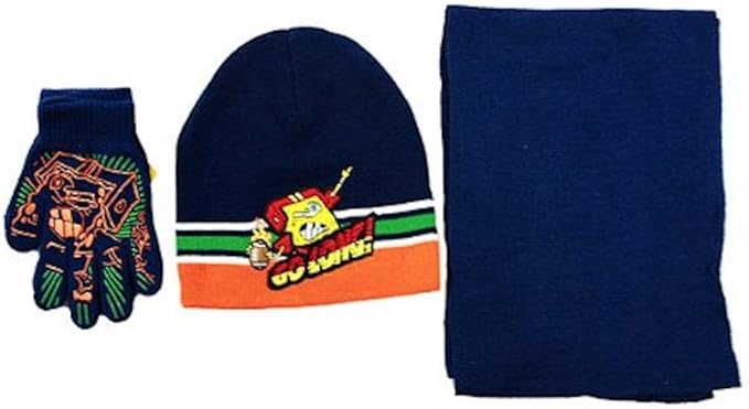 SpongeBob Squarepants Boys 3 Piece Set: GLOVES BEANIE HAT SCARF