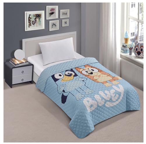 Bluey and Bingo Twin Quilted Bedspread