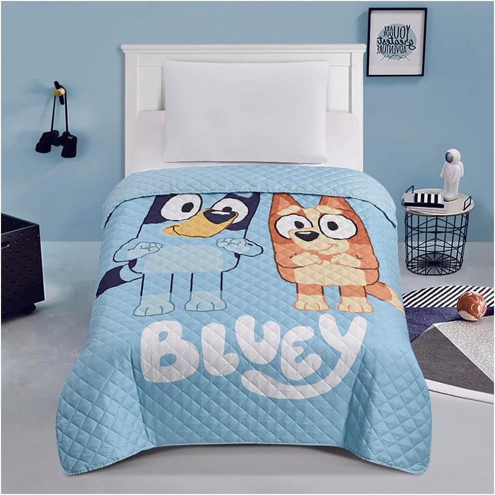 Bluey and Bingo Twin Quilted Bedspread