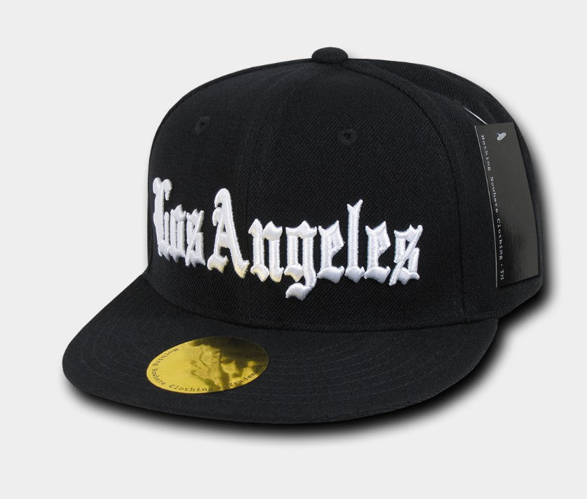 Nothing Nowhere Old English City Los Angeles Snapbacks, Black