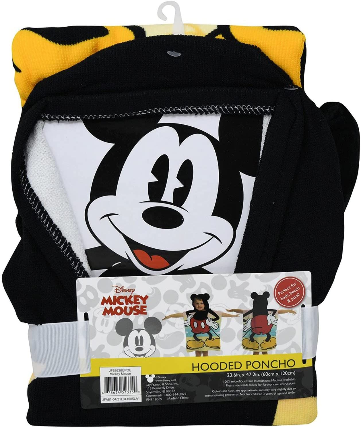 Disney Mickey Mouse Hooded Poncho Towel for Bath Beach Pool