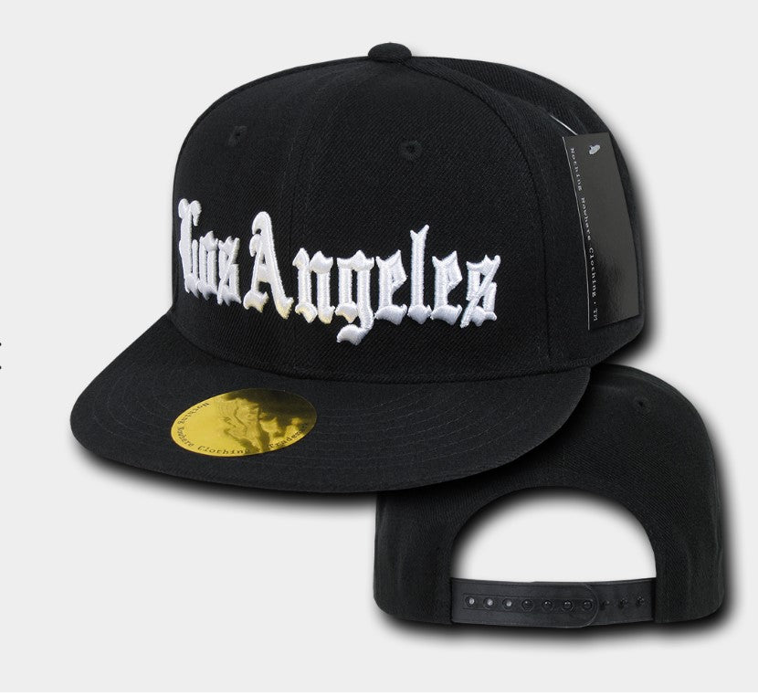 Nothing Nowhere Old English City Los Angeles Snapbacks, Black