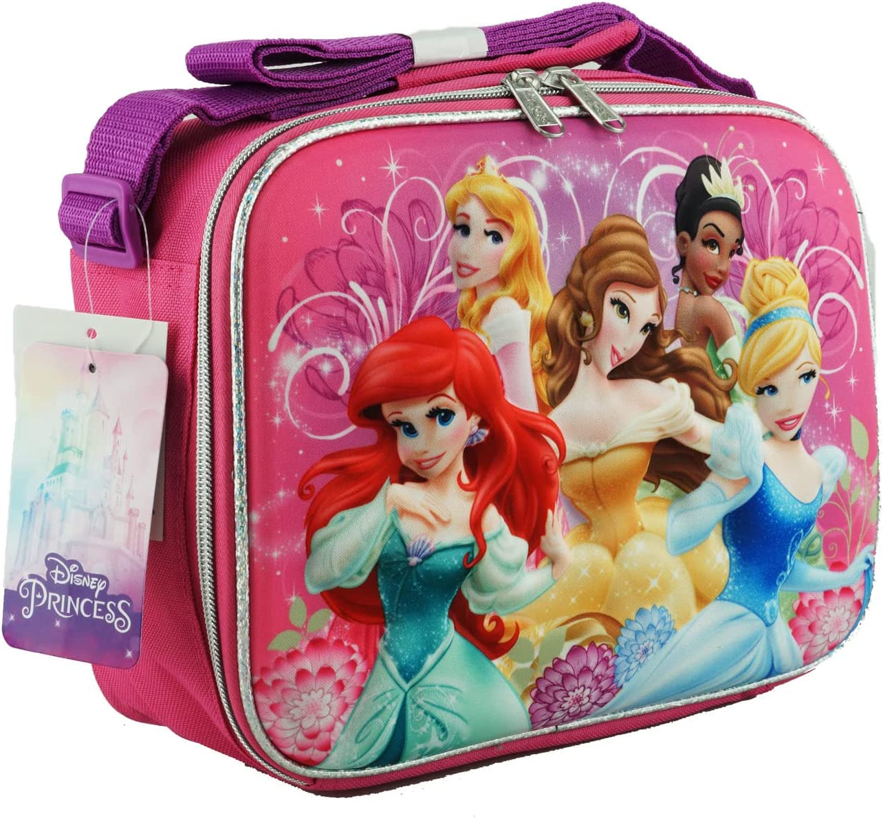 Disney Princess Lunch Box Bag 3-D EVA Molded - Ariel Belle Aurora Tiana Cinderella