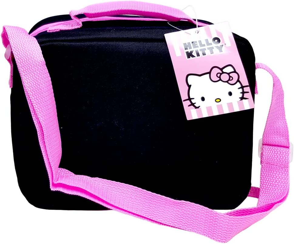 Hello Kitty Lunch Bag Box Black - Hearts Flowers