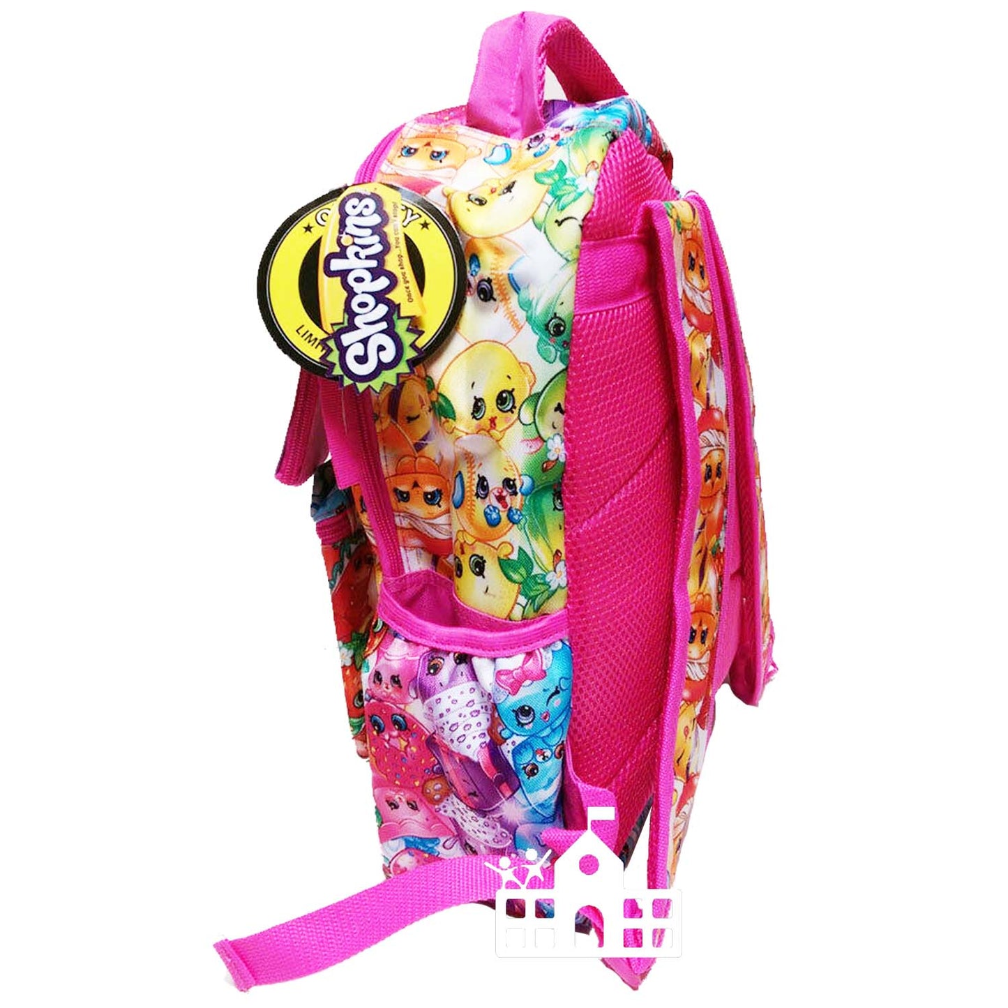 SHOPKINS 16-inch BACKPACK GIRLS BOOK BAG ALL PRINT Bonus Carry Case Pink