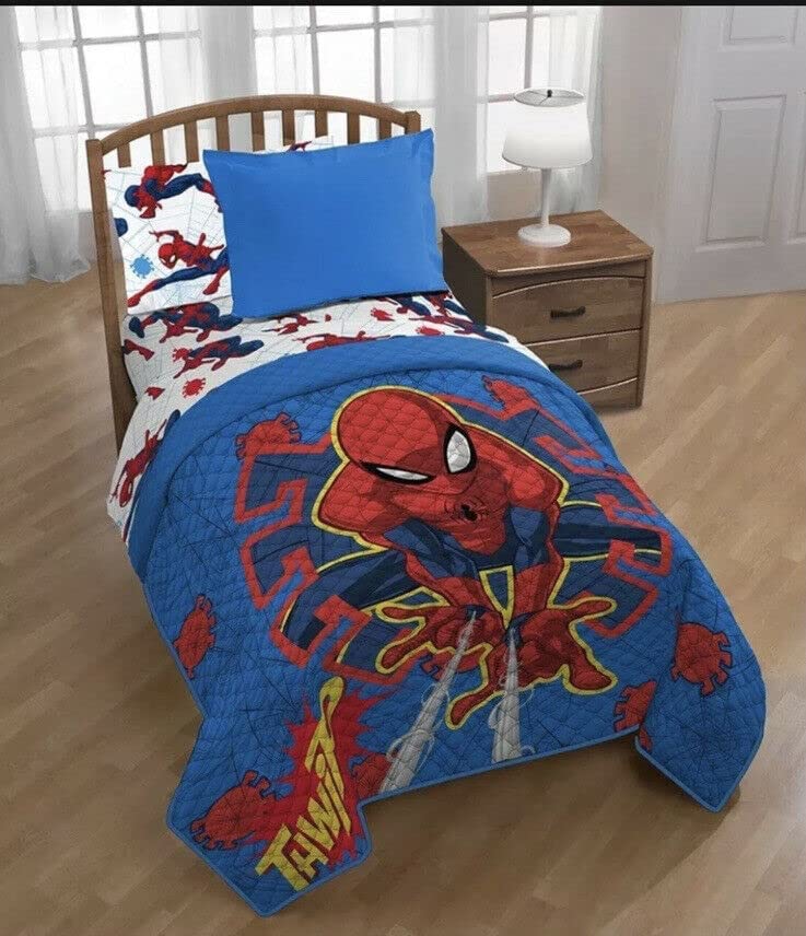 Spiderman Quilted Comforter and Pillow Sham Set Twin Bed - 2 Piece Set