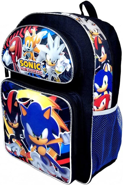 Sonic the Hedgehog Backpack 16-inch Shadow Tails Knuckles Silver