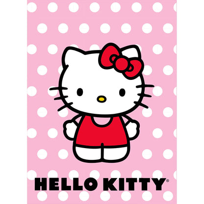 Hello Kitty Twin / Full Raschel Blanket Polka Dots Pink