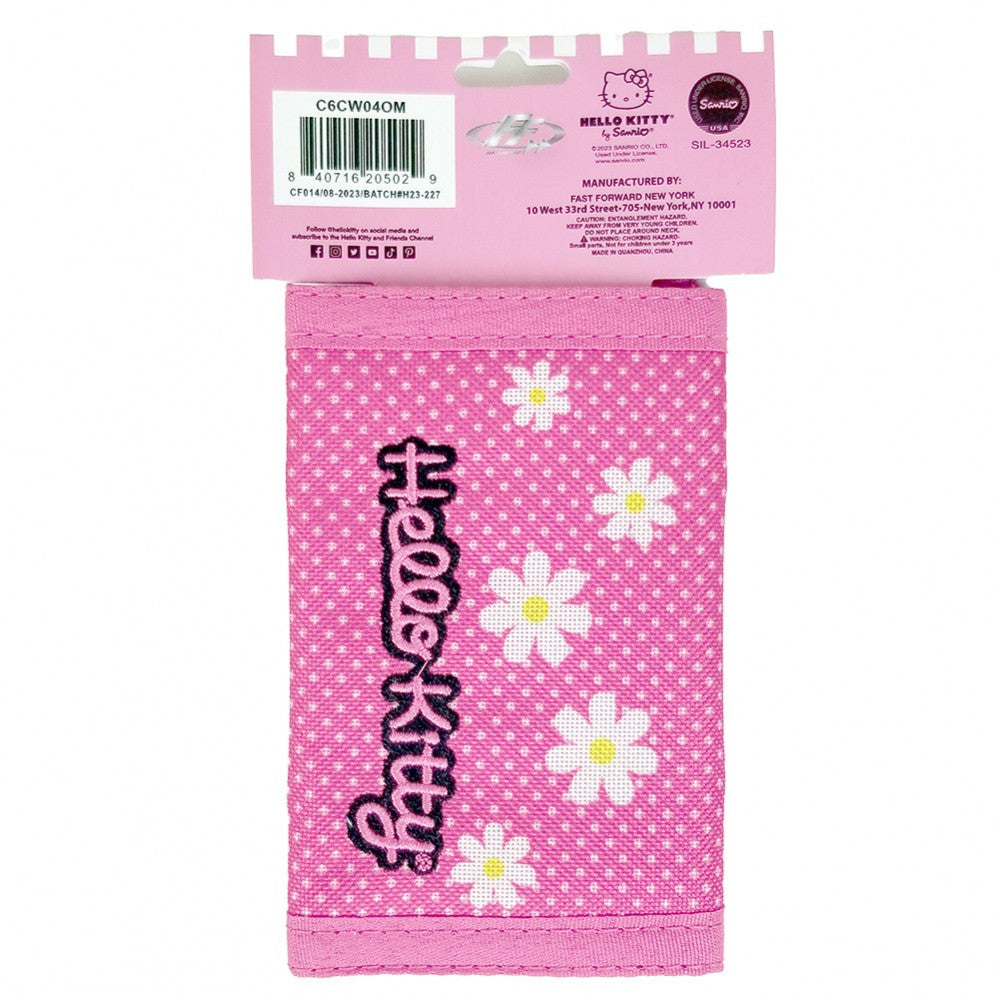 Hello Kitty Embroidered Polka Dot Floral Trifold Wallet