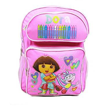 Dora the Exploarer 16 inch Backpack Boots Crayons Pink