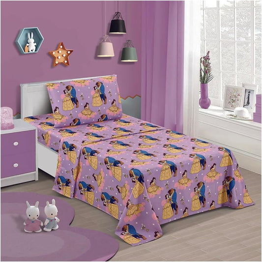 Beauty & The Beast Twin Size Bed Sheet 3 Piece Set
