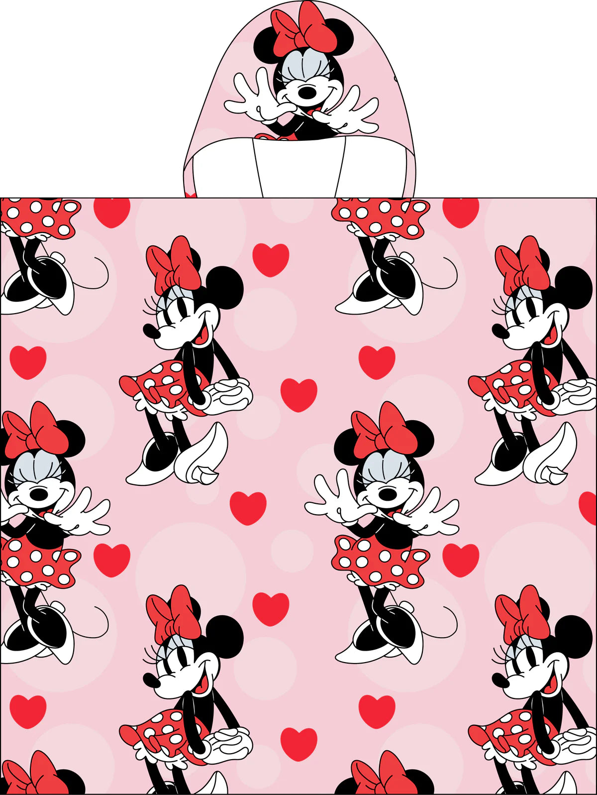 Minnie Mouse Hooded Poncho Beach Towel Bath Pool Hearts
