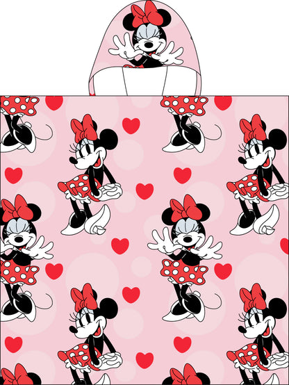 Minnie Mouse Hooded Poncho Beach Towel Bath Pool Hearts