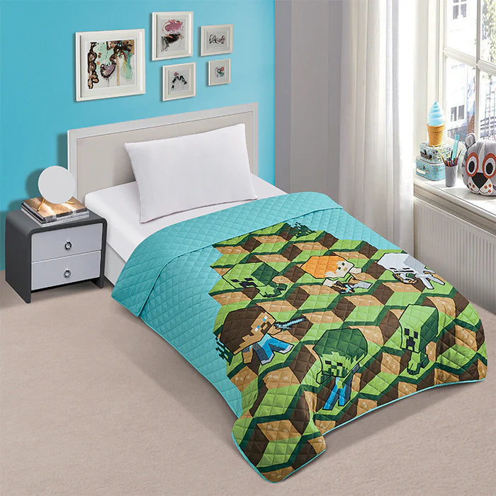 Minecraft Twin Quilted Bedspread