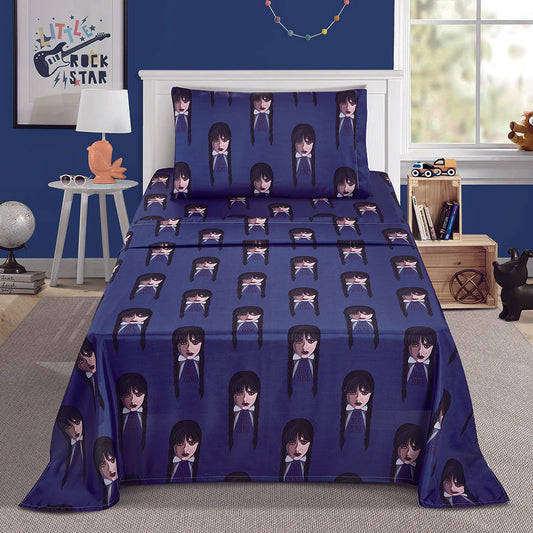 Adams Family Wednesday Twin Bed Sheet 3 Piece Set