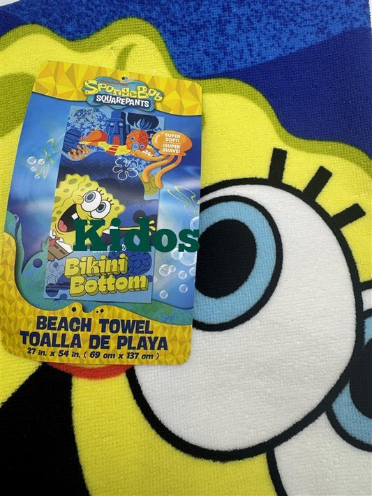 Spongebob Squarepants Wecome To Bikini Bottom Beach Pool Bath Towel  27in x 54 in