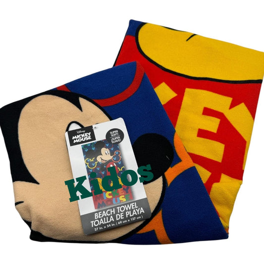 Mickey Mouse Color Pop Beach Pool Bath Towel  27in x 54 in