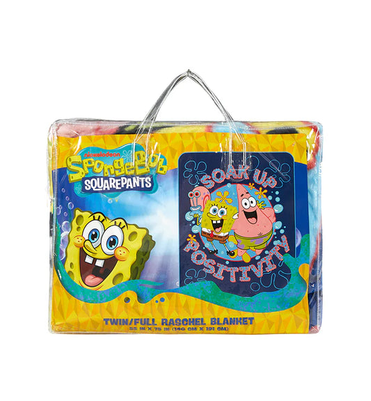 Spongebob Squarepants And Patrick Twin/Full Raschel Blanket 55" x 75 "