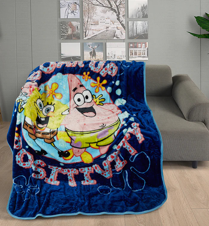 Spongebob Squarepants And Patrick Twin/Full Raschel Blanket 55" x 75 "