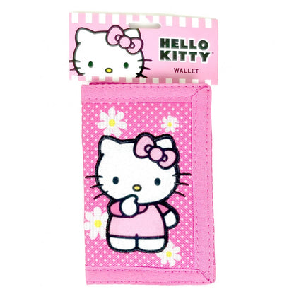 Hello Kitty Embroidered Polka Dot Floral Trifold Wallet