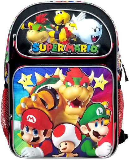 Super Mario Bros 16 Inches Large School Backpack