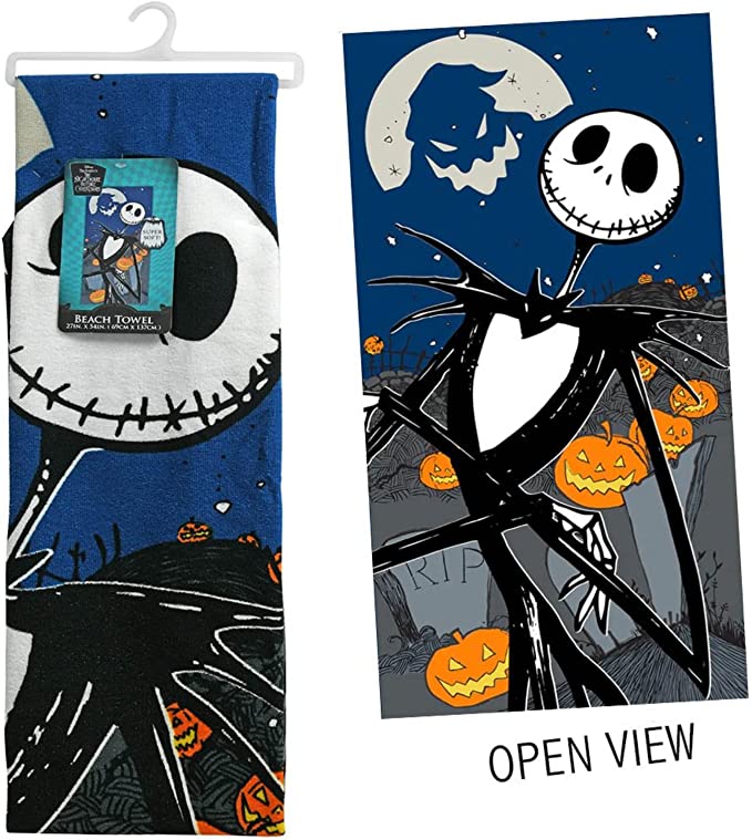 The Nightmare Before Christmas Jack Skellington Beach Towel 27 x 54 27in x 54 in (69cm x 17cm)