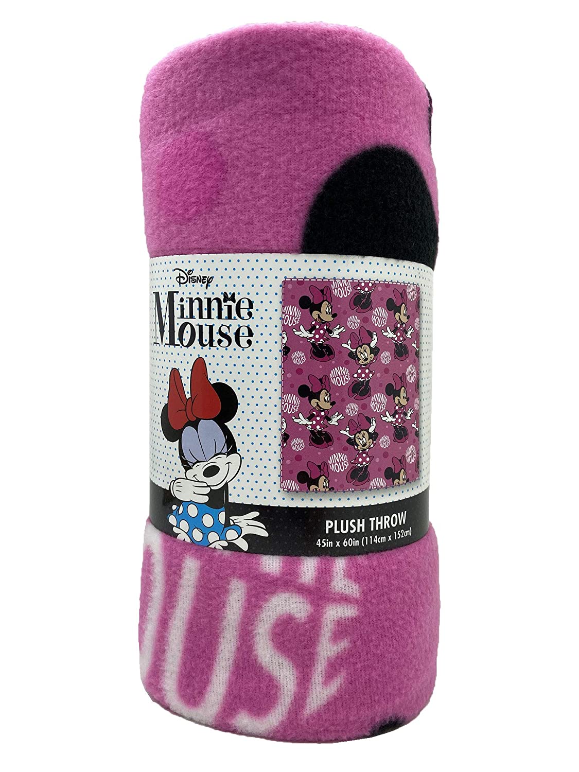 Minnie Mouse Plush Throw Blanket 45" x 60" Allover Print Pink 114 x 152cm
