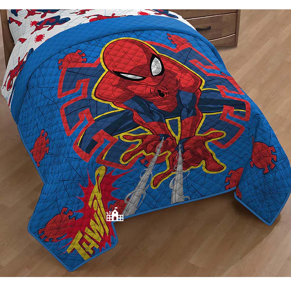 Spiderman Quilted Comforter and Pillow Sham Set Twin Bed - 2 Piece Set
