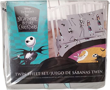 Disney The Nightmare Before Christmas Twin Bed Sheet Set Jack Skellington & Sally