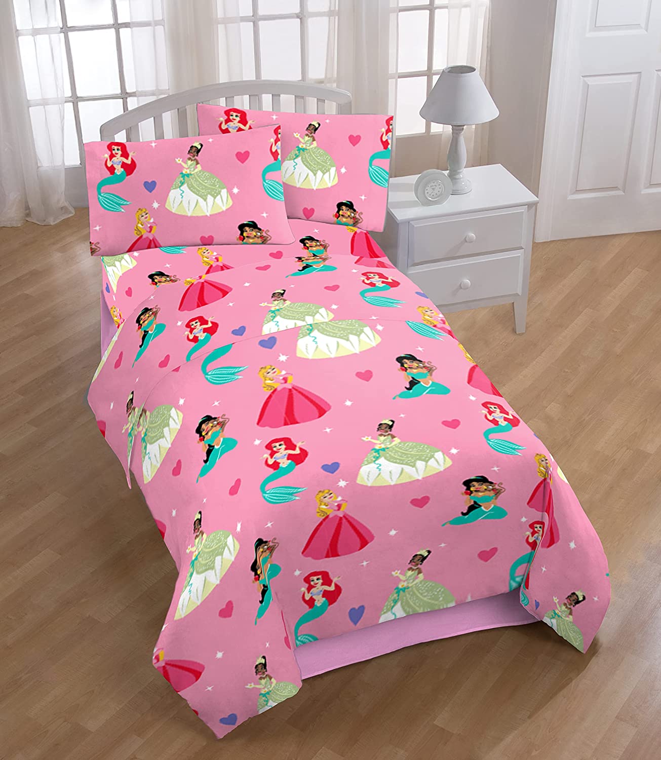 Disney Princess Twin Bed 3 Piece Sheet and Pillow Case Set