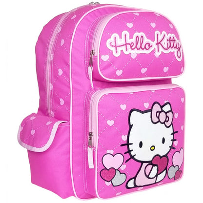 Hello Kitty Pink Large Backpack Girls School Bag - Hearts