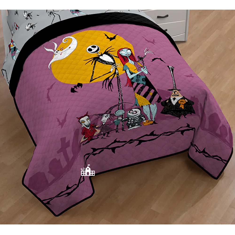 The Nightmare Before Christmas Quilted Comforter and Pillow Sham Set Twin Bed - 2 Piece Set