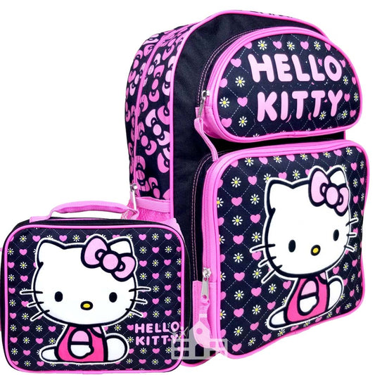 Hello Kitty Backpack and Lunch Bag Set - Black/Pink