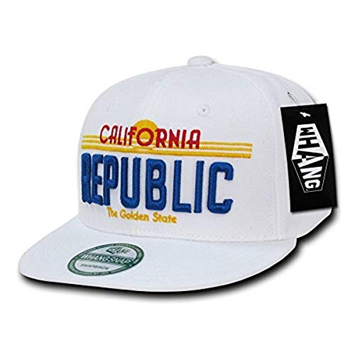 WHANG California Republic Plate Design Snapbacks, White