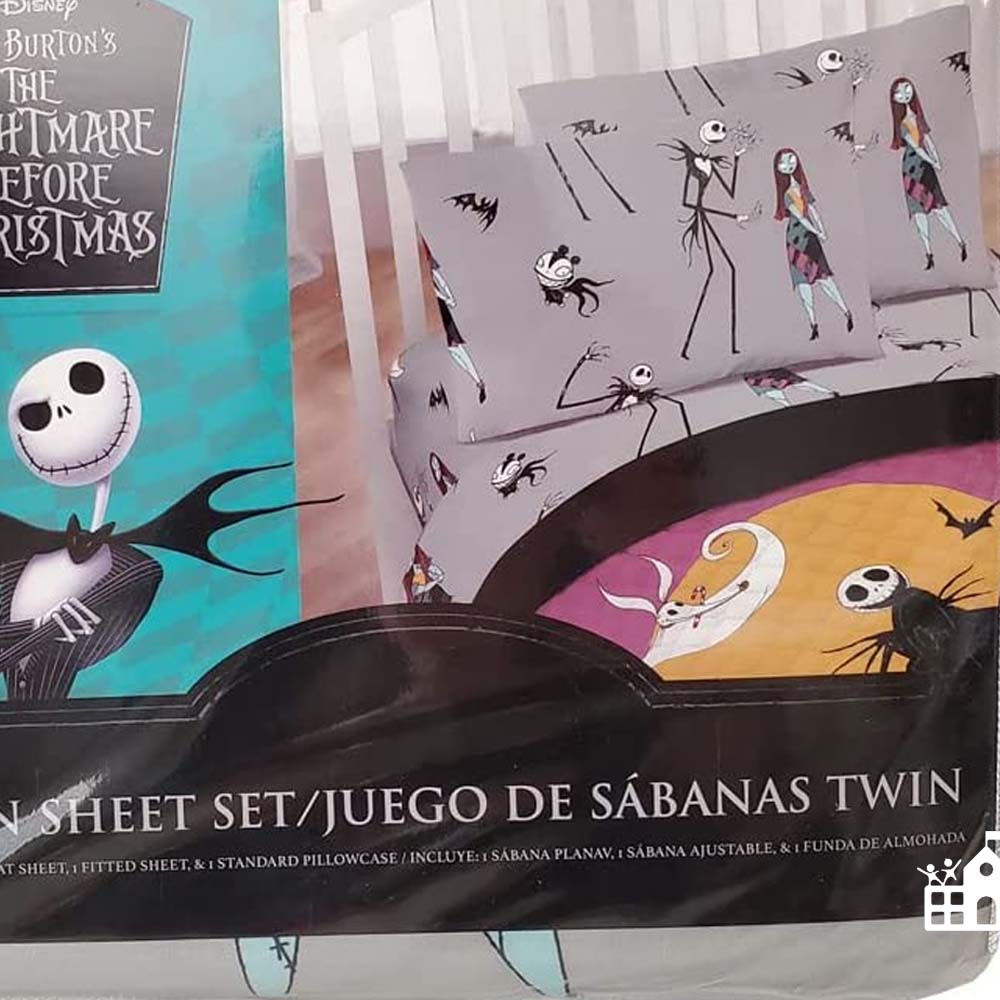 Disney The Nightmare Before Christmas Twin Bed Sheet Set Jack Skellington & Sally
