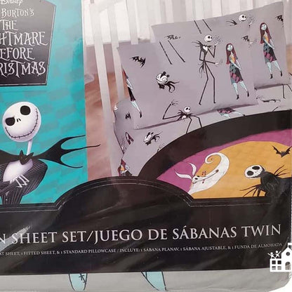 Disney The Nightmare Before Christmas Twin Bed Sheet Set Jack Skellington & Sally