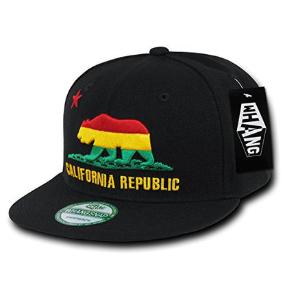 WHANG California Republic Snapbacks, Rasta 3/Black