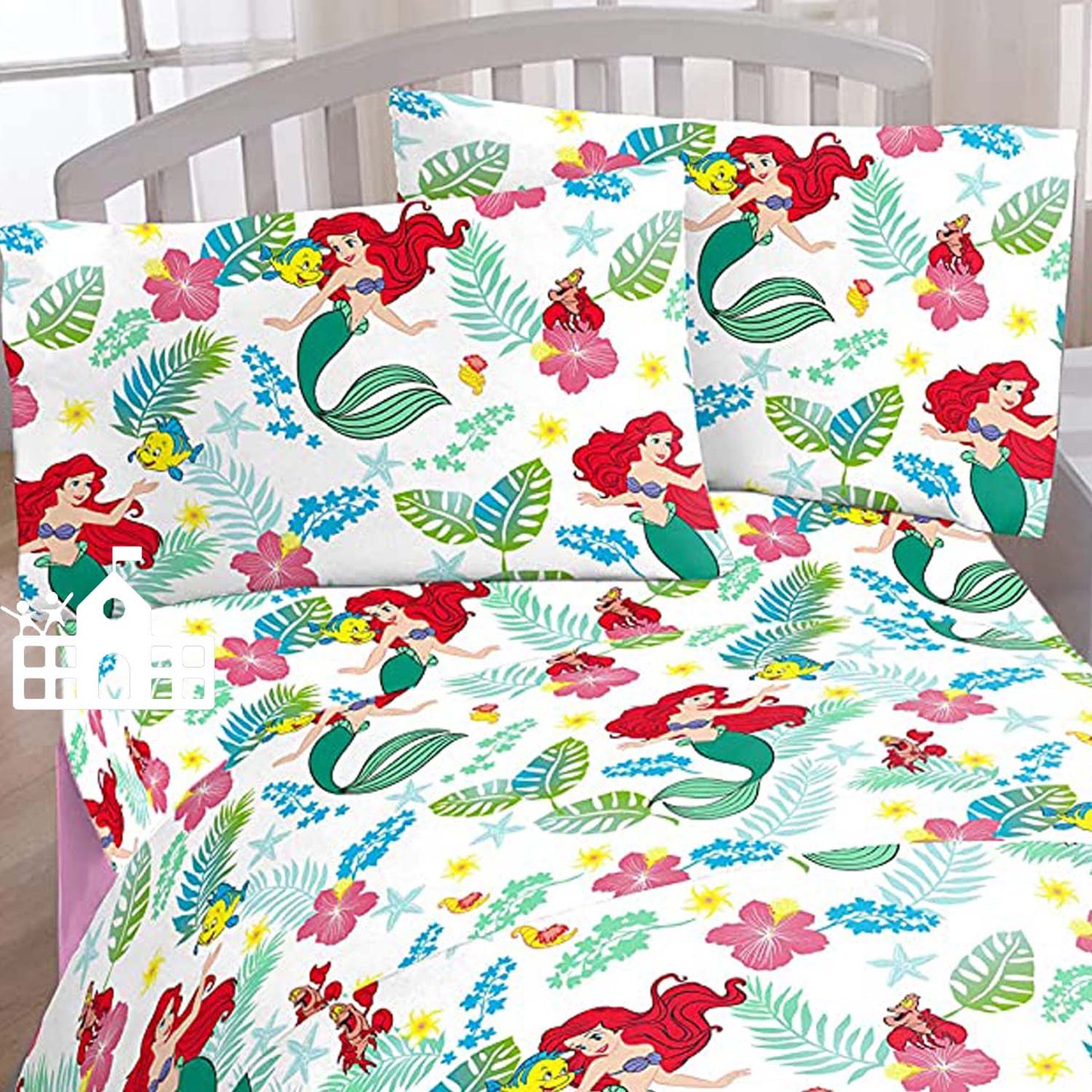 Ariel The Little Mermaid Twin Bed 3 Piece Sheet and Pillow Case Set