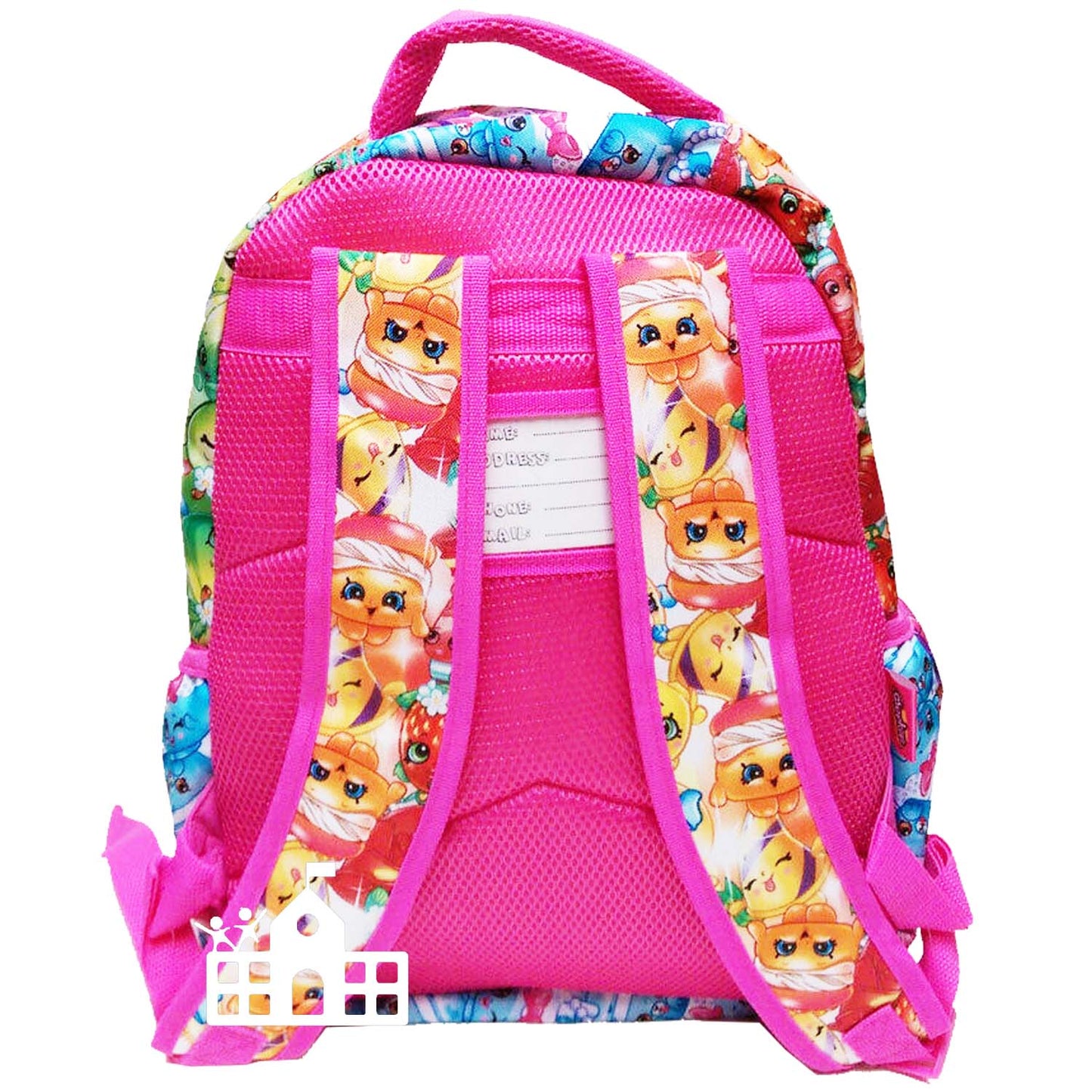 SHOPKINS 16-inch BACKPACK GIRLS BOOK BAG ALL PRINT Bonus Carry Case Pink