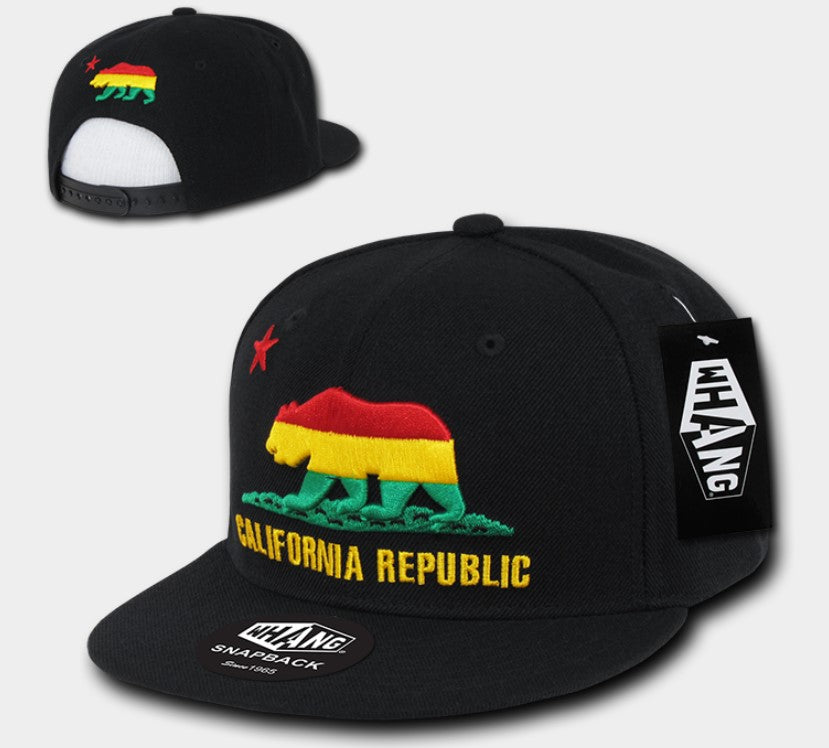 WHANG California Republic Snapbacks, Rasta 3/Black