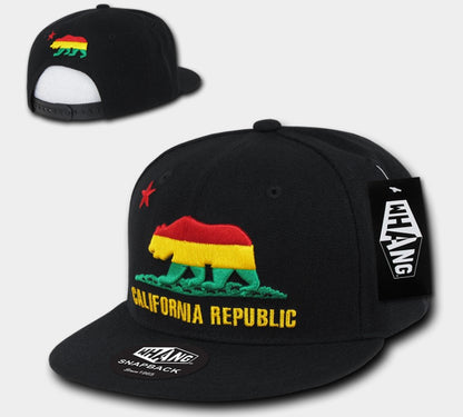 WHANG California Republic Snapbacks, Rasta 3/Black
