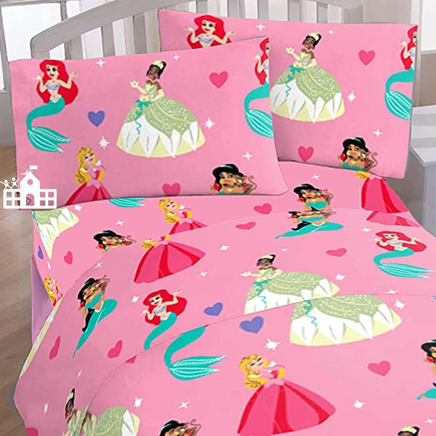 Disney Princess Twin Bed 3 Piece Sheet and Pillow Case Set